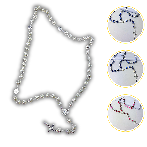 Terço de Pedras Naturais Adornadas - Premium