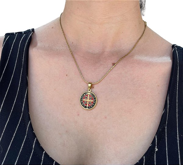 Cordão Medalha de São Bento - Aço Inox