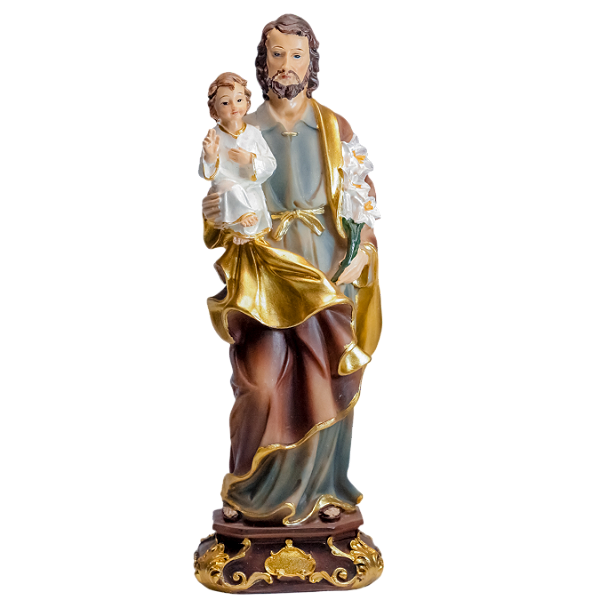 Imagem de Resina de São José com o Menino Jesus no Colo — 20 cm