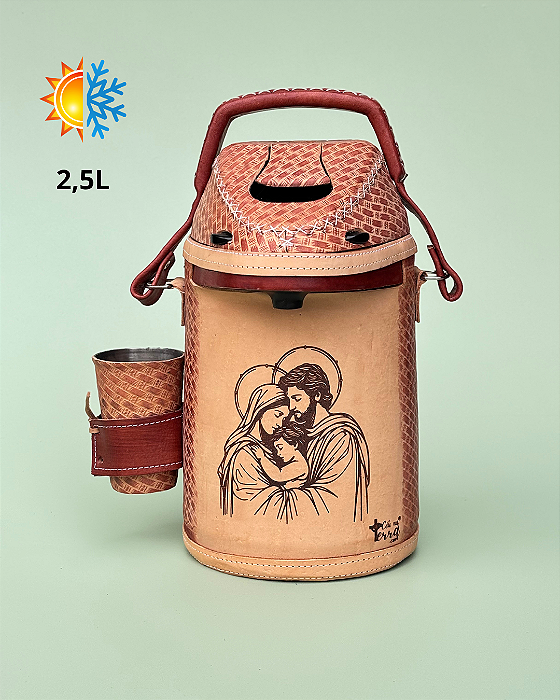 Garrafa térmica de couro Sagrada Família - 2,5 litros
