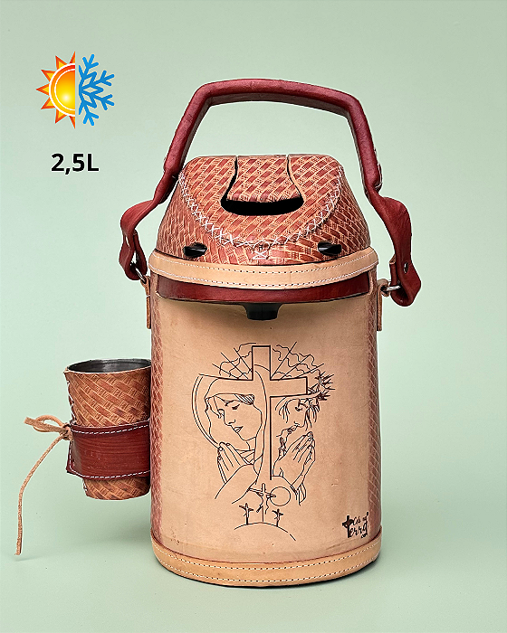 Garrafa térmica de couro Calvário - 2,5 litros