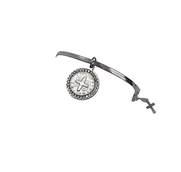 Pulseira de Aço Inox  3mm com Medalha Devoções