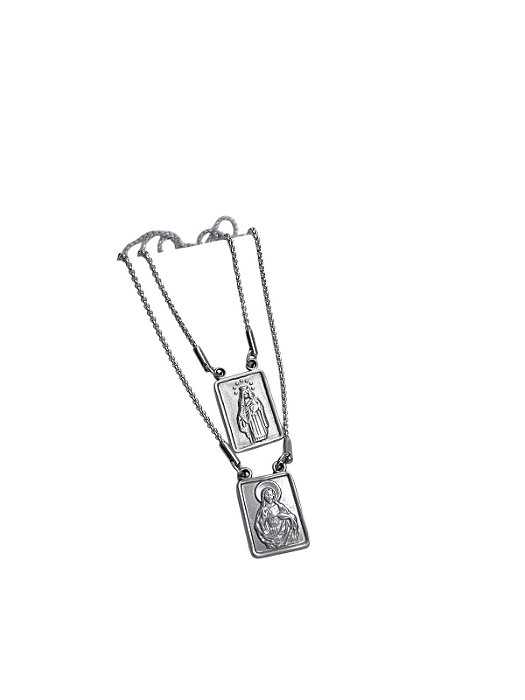 Escapulário Prata em Aço Inox – 33 cm | Nossa Senhora do Carmo