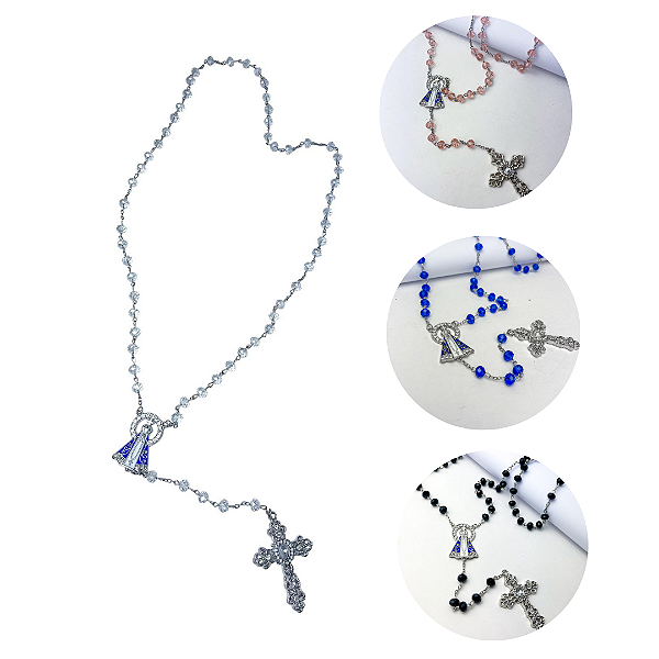 Terço de Nossa Senhora Aparecida com Cristais - 45 cm