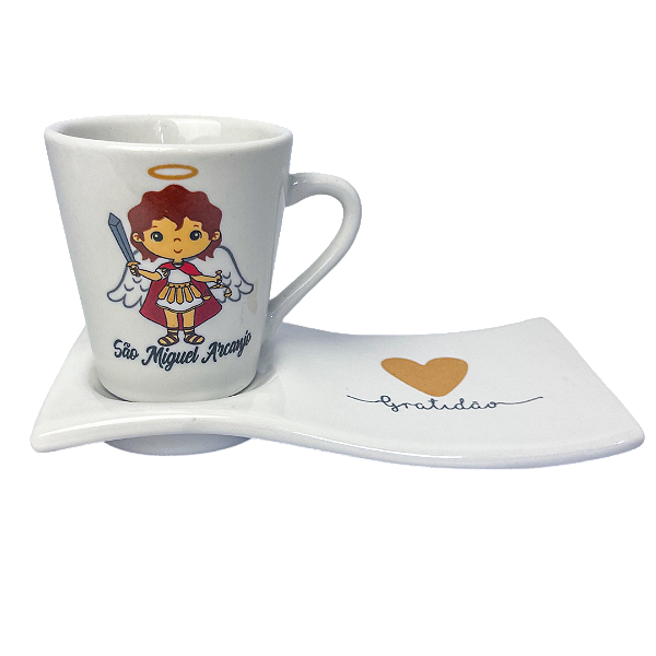 Kit xícara com pires de São Miguel Arcanjo