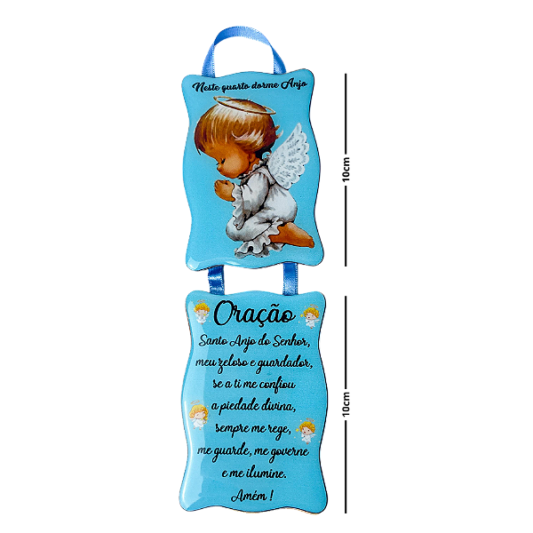 Adorno de Porta Anjo da Guarda duplo rosa e azul - MDF