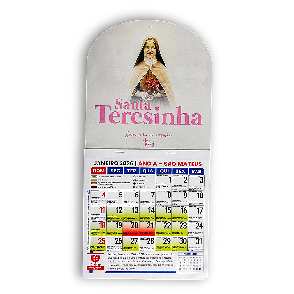 Calendário Católico 2026 - Santa Teresinha do Menino Jesus