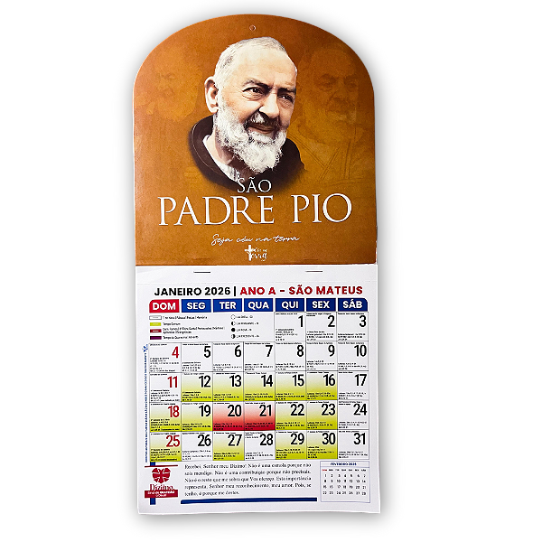 Calendário Católico 2026 - Padre Pio