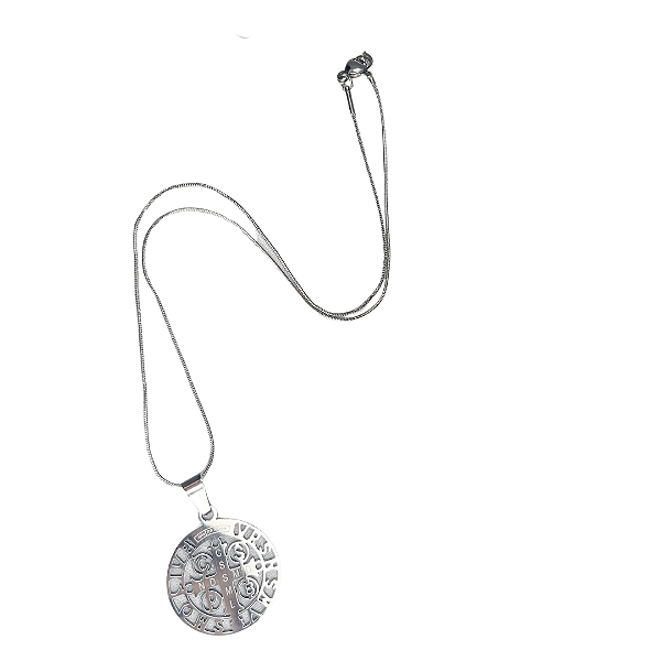 Colar Aço Inox Prata com Medalha de São Bento