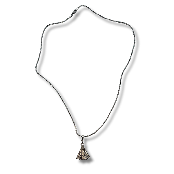 Colar de Inox Prata com Pingente de Nossa Senhora Aparecida Lisa