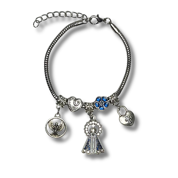 Pulseira com Berloque Nossa Srª. Aparecida - Bijuteria Prateada