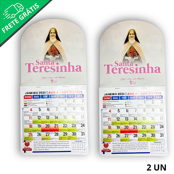kit com 2 calendário Católico Santa Terezinha - 2026