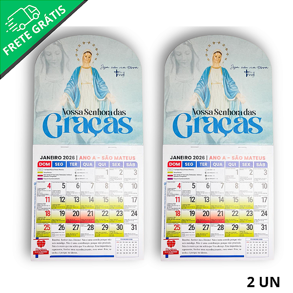 kit com 2 calendário católico Nossa Senhora das Graças - 2026