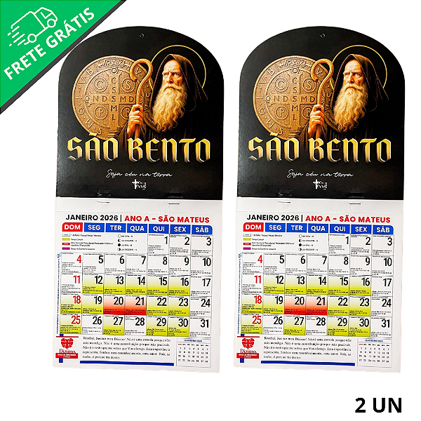 Kit com 2 calendário católico São Bento