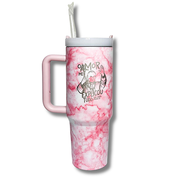 Copo Térmico Marmorizado Rosa de São João Paulo II – 1,2L