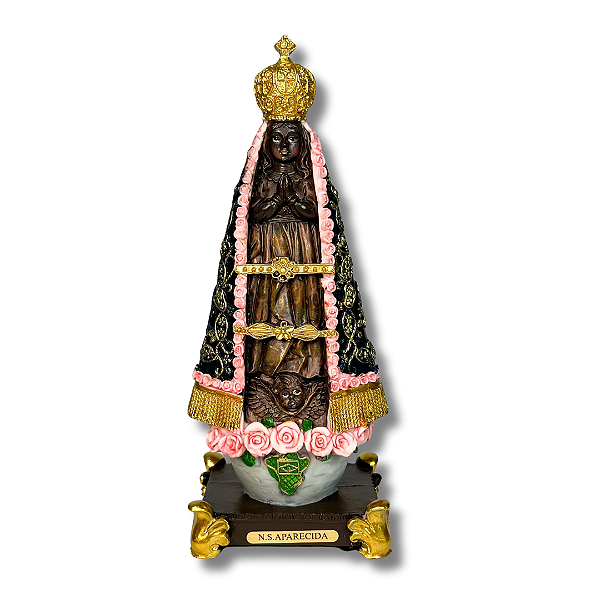 Imagem Nossa Senhora Aparecida com Detalhe em Rosa - 19 CM