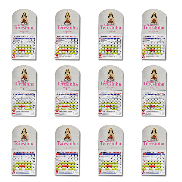 Kit com 12 Calendário de Santa Teresinha do Menino Jesus 2026 - Atacado