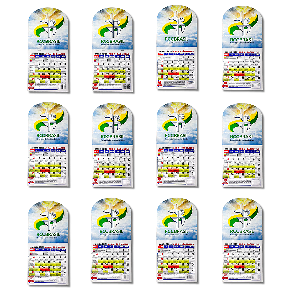 Kit com 12 Calendário da Renovação Carismática Católica RCC 2026 - Atacado