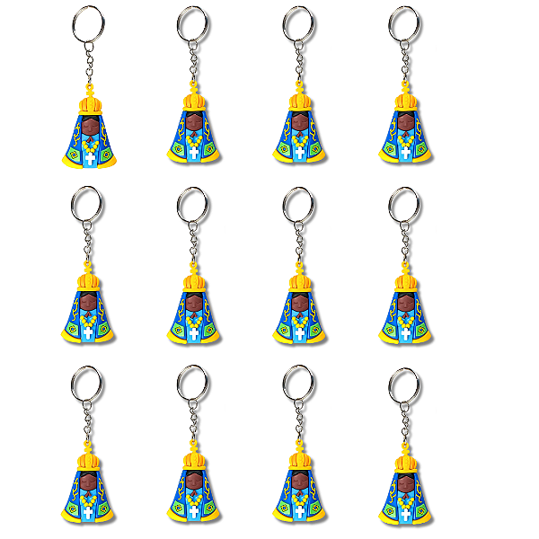 Kit com 12 Chaveiro Emborrachado Alto Relevo 3D de N. S. Aparecida - Atacado