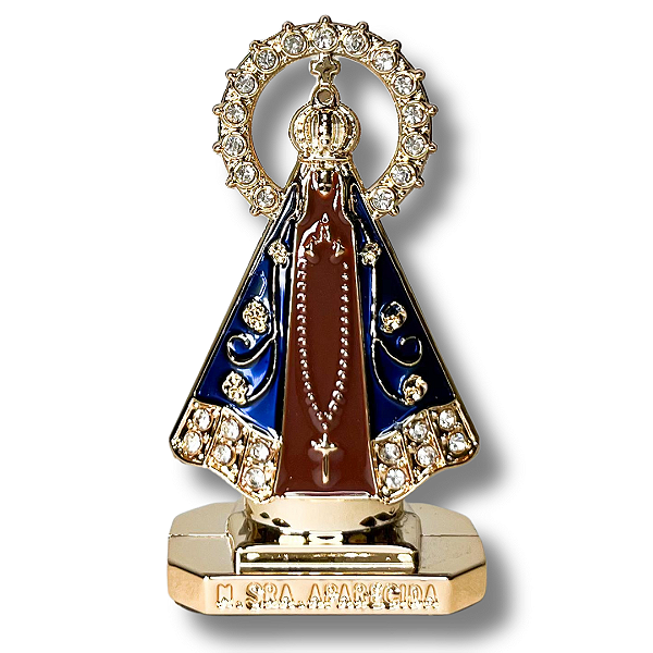 Imagem de N. S. Aparecida Esmaltada Marrom para Painel de Carro - 5 CM