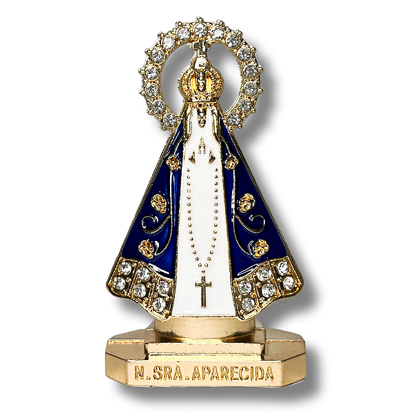 Imagem de N. S. Aparecida Esmaltada Branca para Painel de Carro