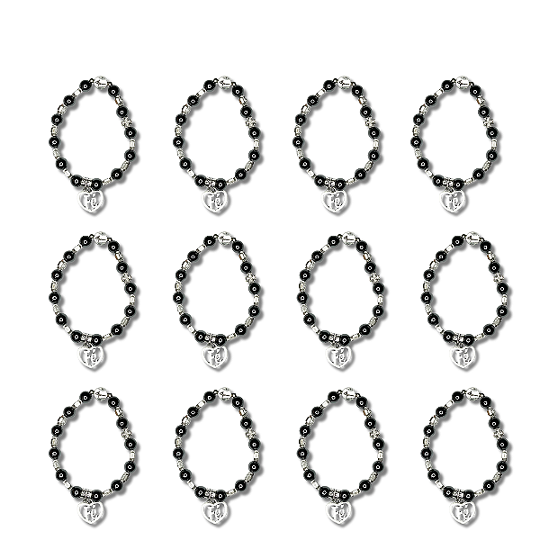 Kit com 12 Pulseira de Hematita com Pingente de Fé - Atacado