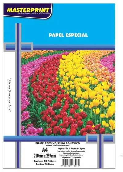 FILME AD. MASTERPRINT BRANCO 135G A4 - 10FLS