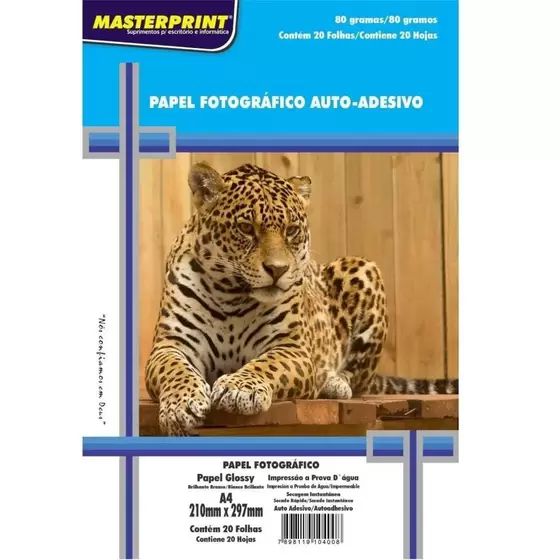 PAPEL FOTO MASTERPRINT AUTO ADESIVO 80G A4 - 20FLS