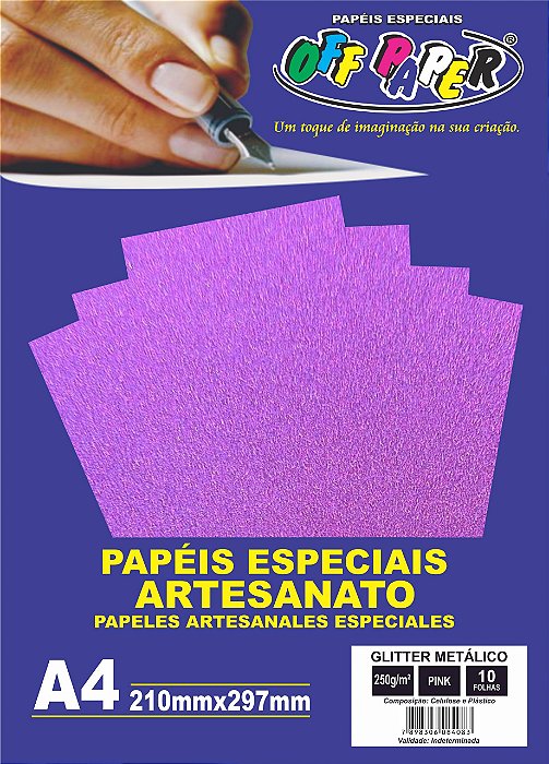 PAPEL GLITTER METALICO PINK A4 250G 10 FLS