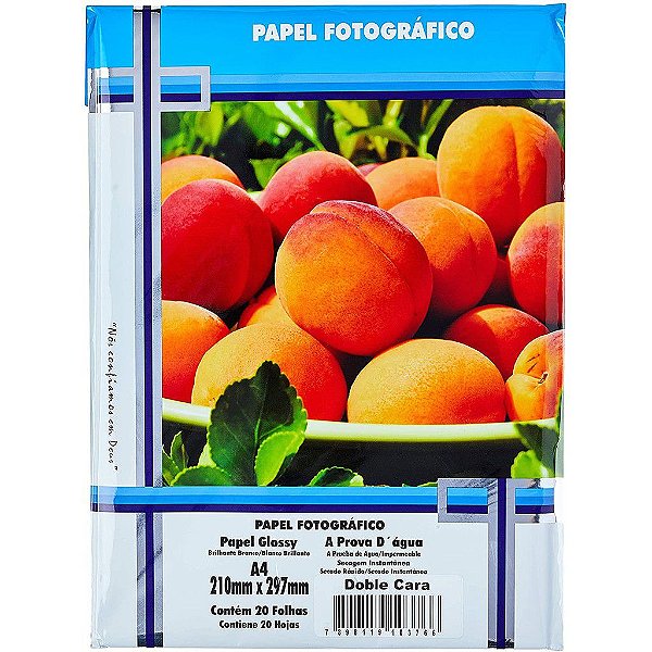 PAPEL FOTO GLOSSY DUPLA FACE 180g/m² A4 - 20 FOLHAS