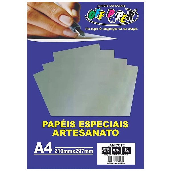 PAPEL LAMICOTE PRATA A4 250g/m² - 10 folhas