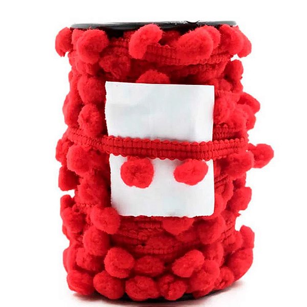 Fita Pompom  - 1m x 20mm - B19-VERMELHO