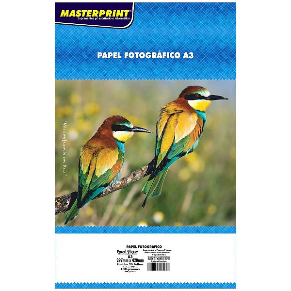 PAPEL FOTOGRÁFICO AUTO ADESIVO 130g/m² A3 - 20 FOLHAS - MASTERPRINT