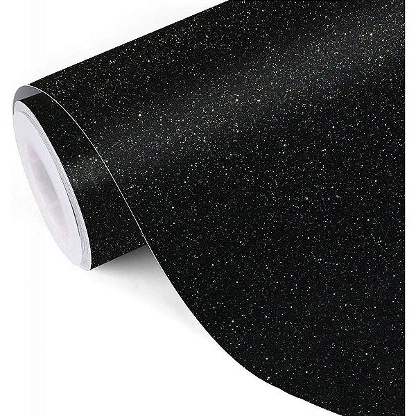PLÁSTICO ADESIVO GLITTER PRETO - 80 micras- 45 cm x 1 m - BRW