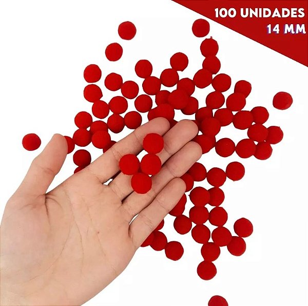 POMPOM POLIESTER 14mm - VERMELHO 145 - 100 und