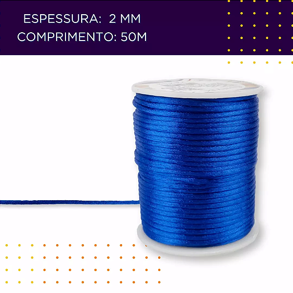 CORDÃO RABO DE RATO - 2MM - AZUL ROYAL 207