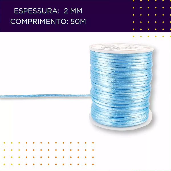 CORDÃO RABO DE RATO - 2MM - AZUL HORTÊNCIA 182