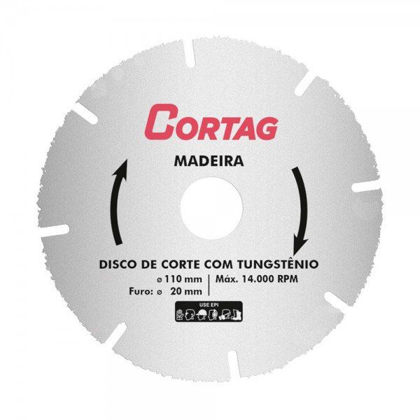 CORTAG DISCO CORTE TUNGSTENIO P/MADEIRA 110MM X 20MM