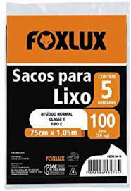 FOXLUX SACO LIXO 100LT 75X105CM PT C/05PCS