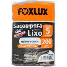 FOXLUX SACO LIXO 200LT 90X115CM PT C/05PCS