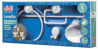HERC KIT ACESSORIOS WC LAVELLO BRANCO/CROMADO 4091 5 PECAS