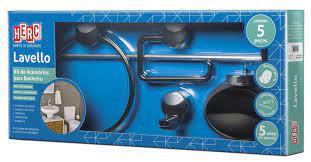 HERC KIT ACESSORIOS WC LAVELLO PRETO/CROMADO 4092 5 PECAS
