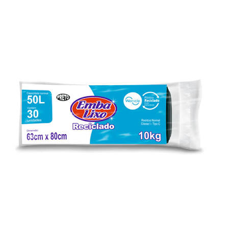 EMBALIXO SACO LIXO RECICLADO 050 LITROS PRETO C/30 SACOS*