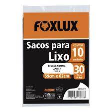 FOXLUX SACO LIXO 030LT 59X62CM PT C/10PCS