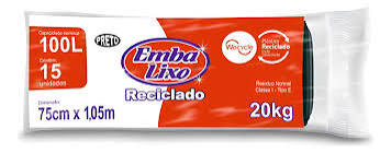 EMBALIXO SACO LIXO RECICLADO 100 LITROS PRETO C/15 SACOS*
