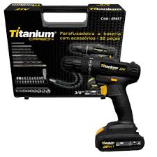 TITANIUM PARAFUSADEIRA A BATERIA CARBON 21V COM ACESSORIOS - 35 PECAS