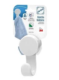 ARTHI GANCHO UNITARIO PLASTICO C/FITA DUPLA FACE 3M BRANCO (3402)