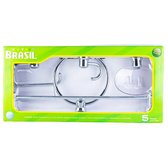 FOX BRASIL KIT P/BANHEIRO 5 PECAS RIO CROMADO ACRILICO CRISTAL