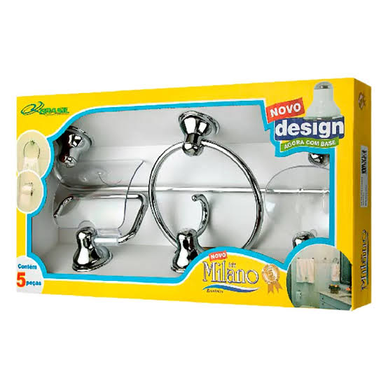 FOX BRASIL KIT P/BANHEIRO 5 PECAS MILANO CROMADO ACRILICO CRISTAL