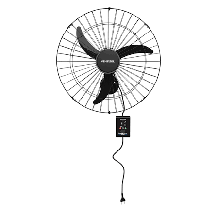 VENTISOL VENTILADOR PAREDE MAX C/CONTROL 3PAS 60CM PREMIUM PRETO BIVOLT